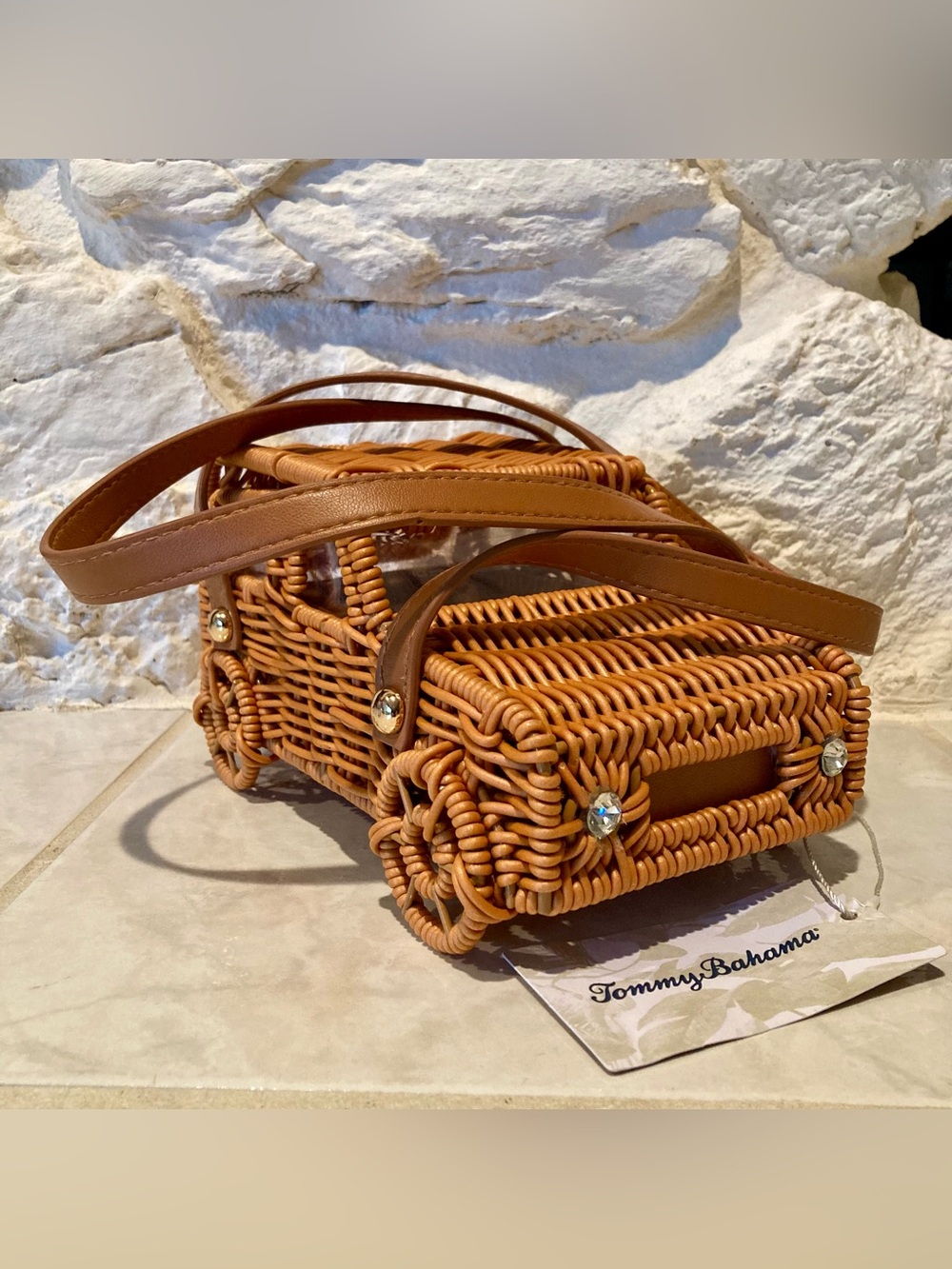 RARE/VIRAL NWT Tommy Bahama rare woven coated rattan jeep handbag